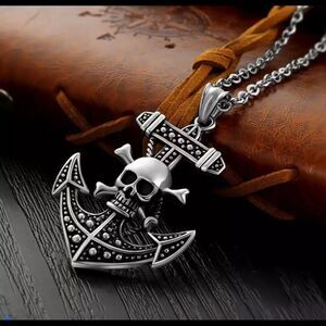 Retro Pirate Skull Anchor Pendant‎